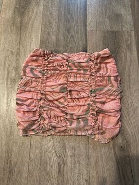 I.AM.GIA Pink Ruched Animal-Print Mini Skirt